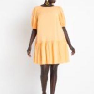 Eloquii Peach Puff Sleeve Dress